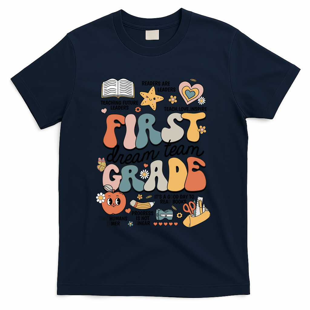 Retro Bye Bruh First Grade Happy Last Day Of School T-Shirt - Navy