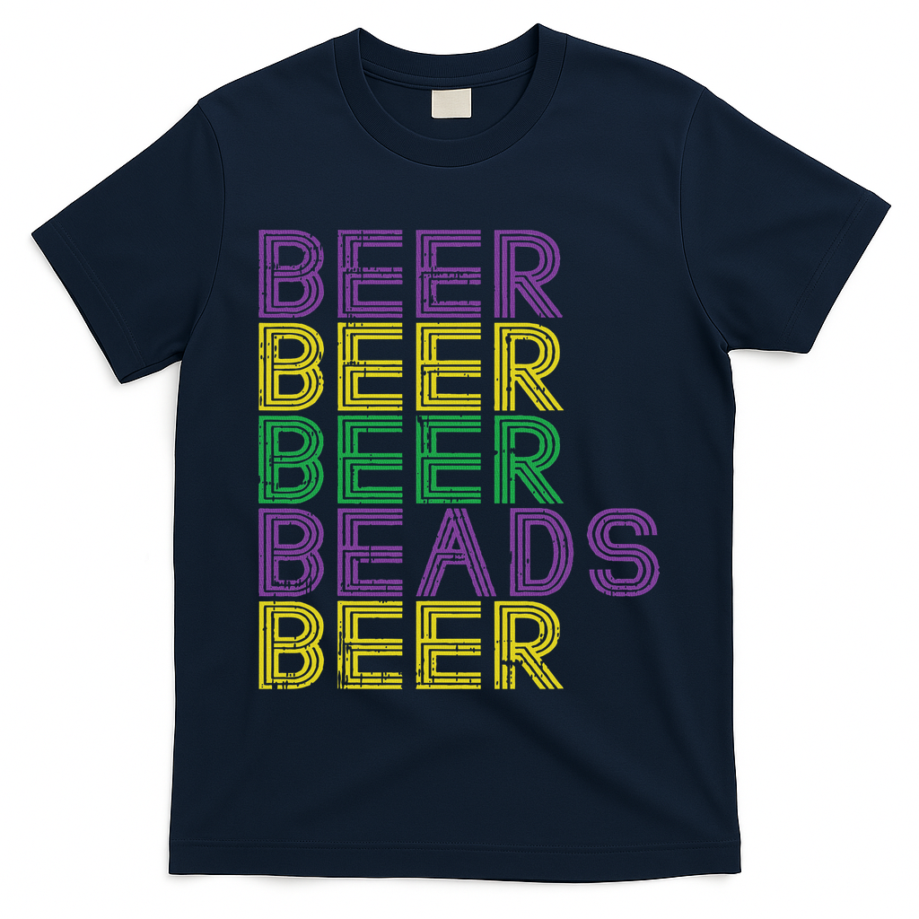 Retro Beer Beads Funny Mardi Gras Party Carnival Women T-Shirt