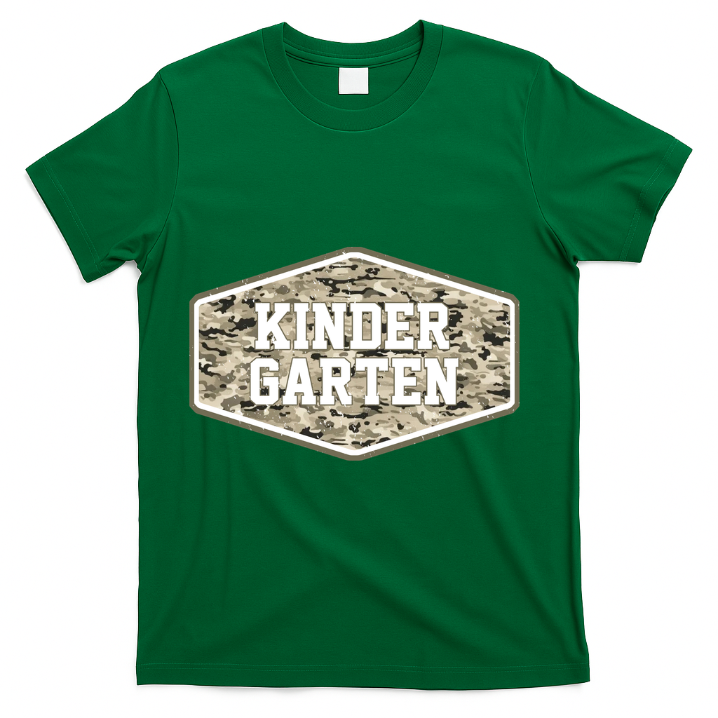Retro Back To School Old Camo Kindergarten T-Shirt - Green