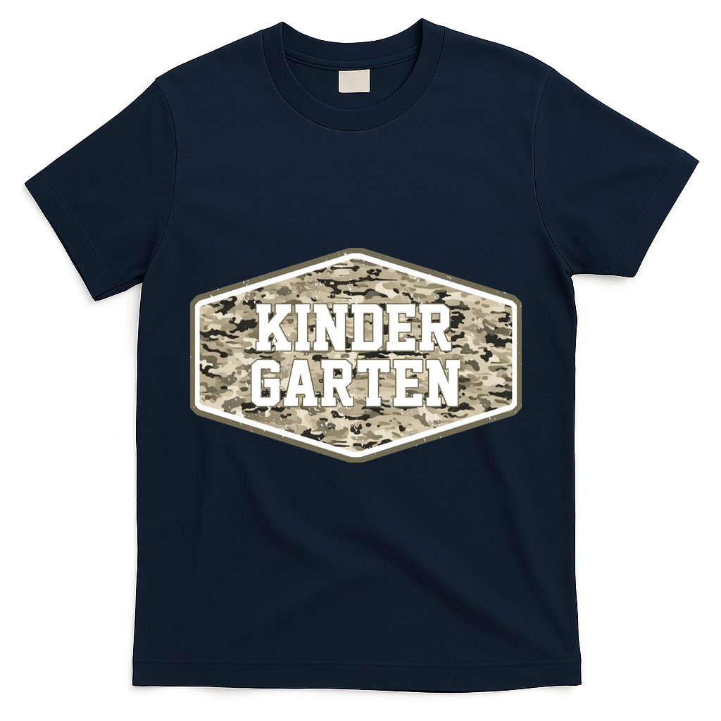 Retro Back To School Old Camo Kindergarten T-Shirt - Navy