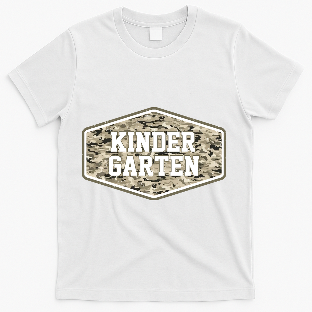 Retro Back To School Old Camo Kindergarten T-Shirt - White
