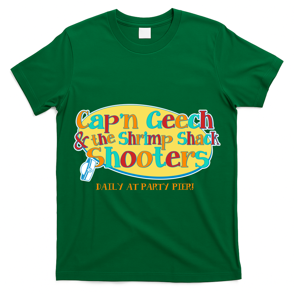 Retro Captain Geech And The Shrimp Shack Shooters Daily At Party Pier T-Shirt