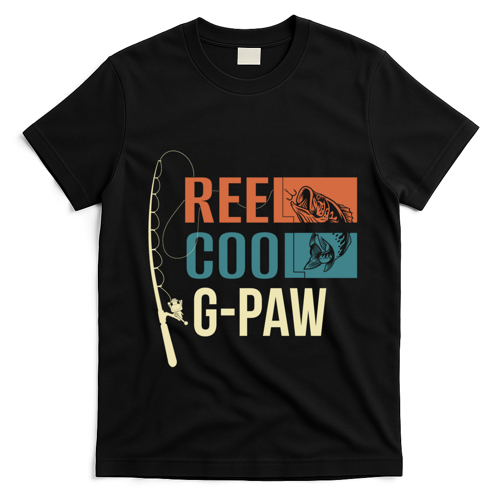 Reel Cool Gpaw Grandpa Angler Fishing Fisher Gift Meaningful Gift T-Shirt - Black