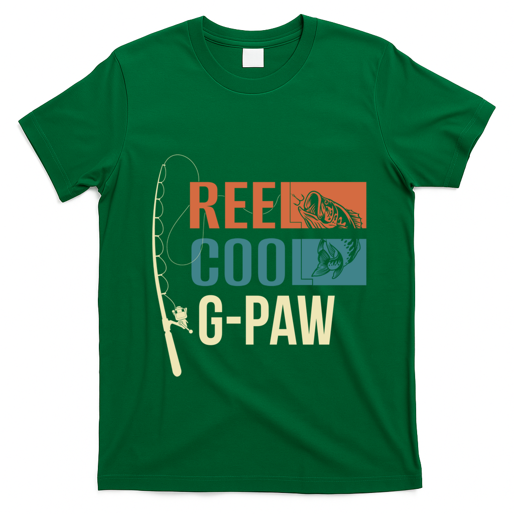 Reel Cool Gpaw Grandpa Angler Fishing Fisher Gift Meaningful Gift T-Shirt - Irish Green