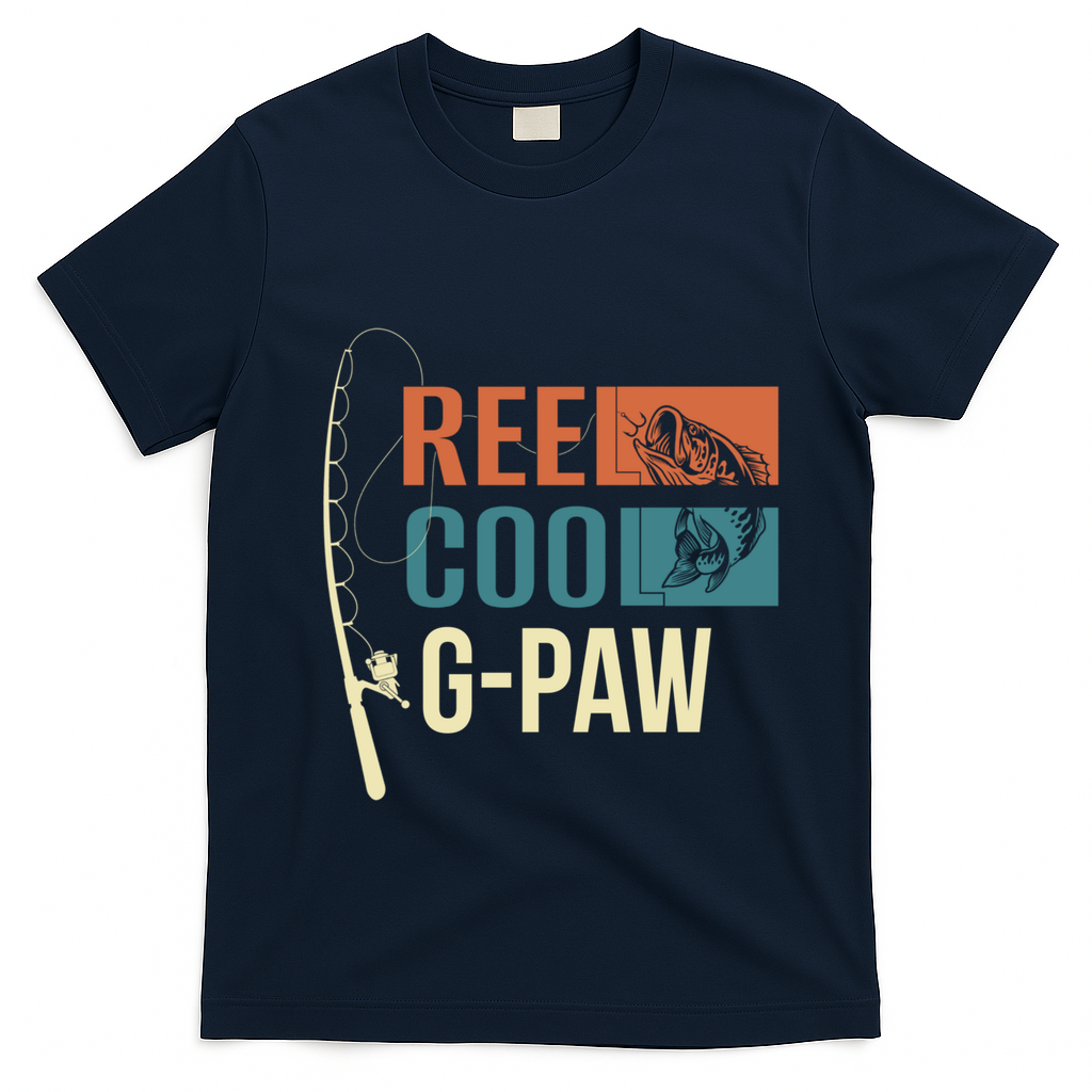 Reel Cool Gpaw Grandpa Angler Fishing Fisher Gift Meaningful Gift T-Shirt - Navy Blue