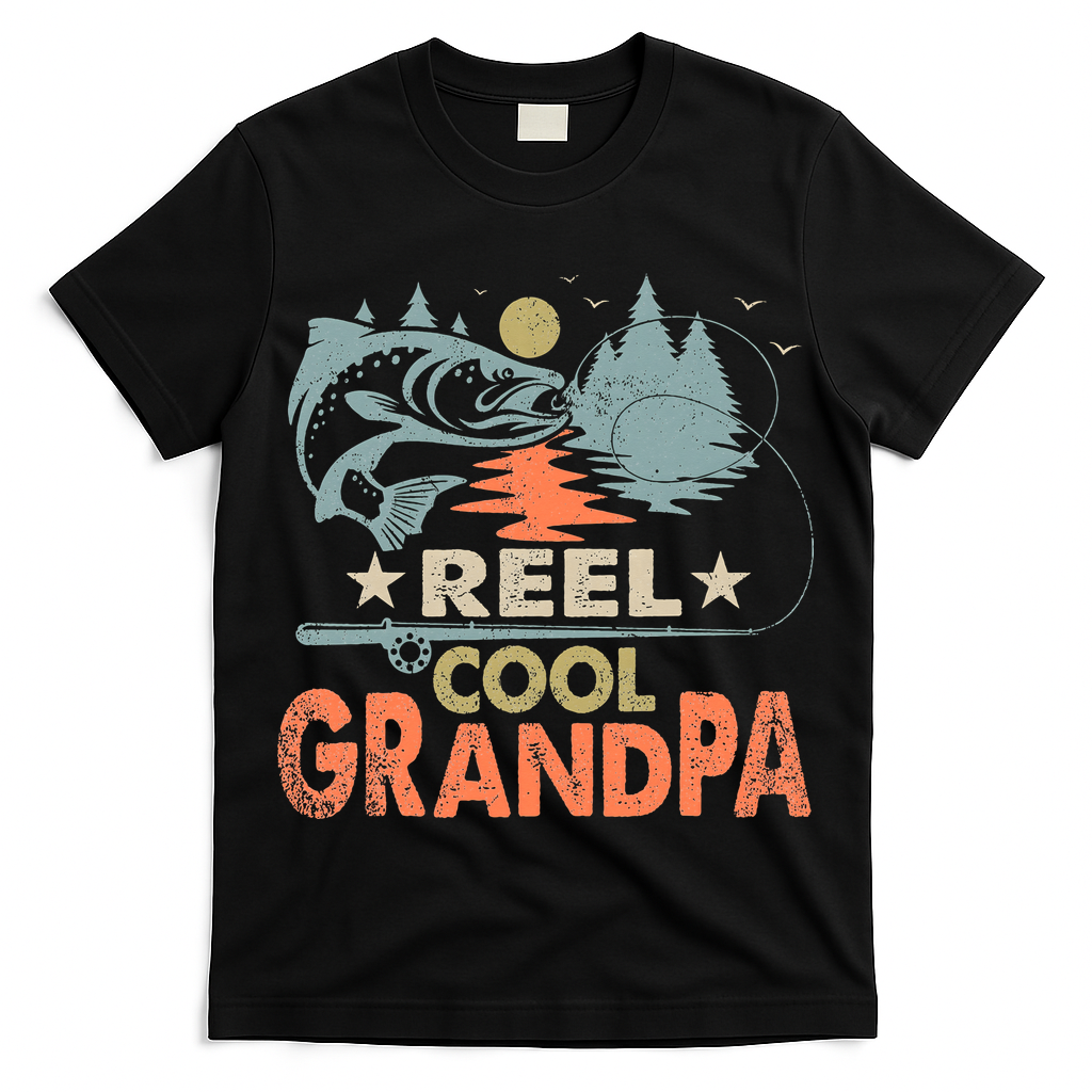 Reel Cool Grandpa Fishing Lover Vintage Father's Day T-Shirt