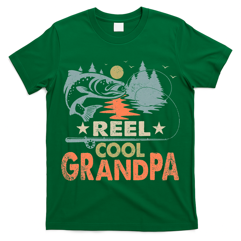 Reel Cool Grandpa Fishing Lover Vintage Father's Day T-Shirt