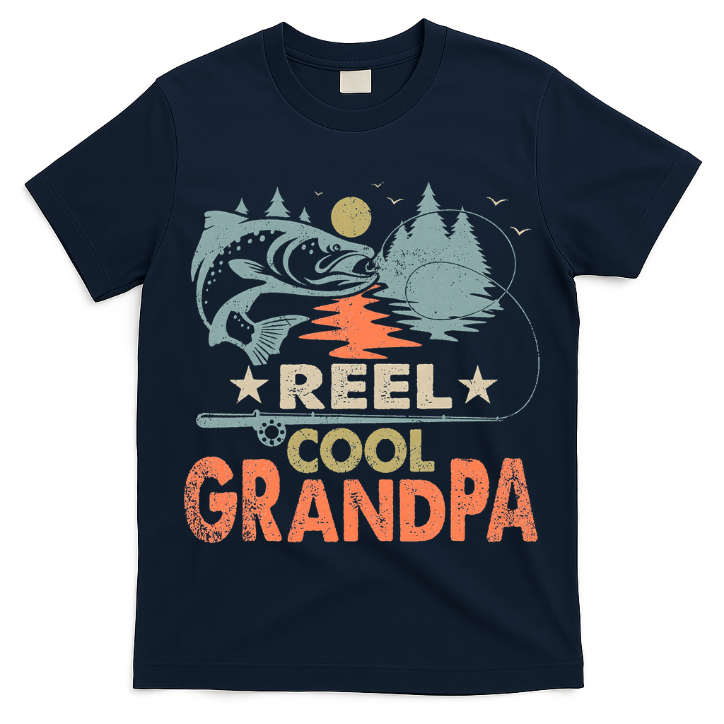 Reel Cool Grandpa Fishing Lover Vintage Father's Day T-Shirt