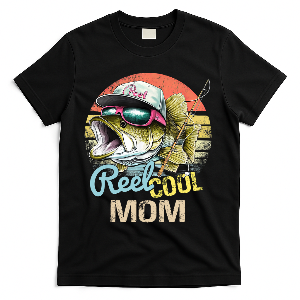 Reel Cool Mom Funny Fishing Quotes For Uncle T-Shirt - Black