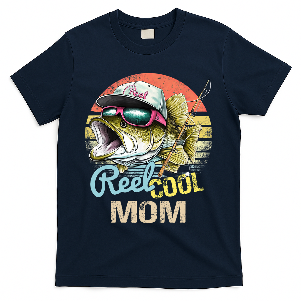 Reel Cool Mom Funny Fishing Quotes For Uncle T-Shirt - Navy
