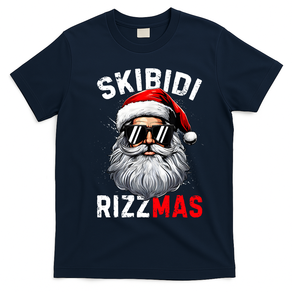 Rizzmas Christmas Rizz Santa Claus Charisma Xmas T-Shirt - Navy Blue