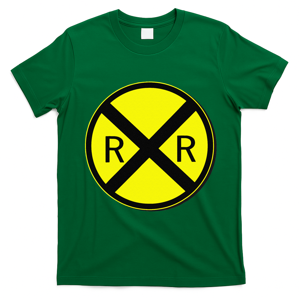 Railroad Crossing Sign Simple Easy Halloween Costume T-Shirt - Irish Green