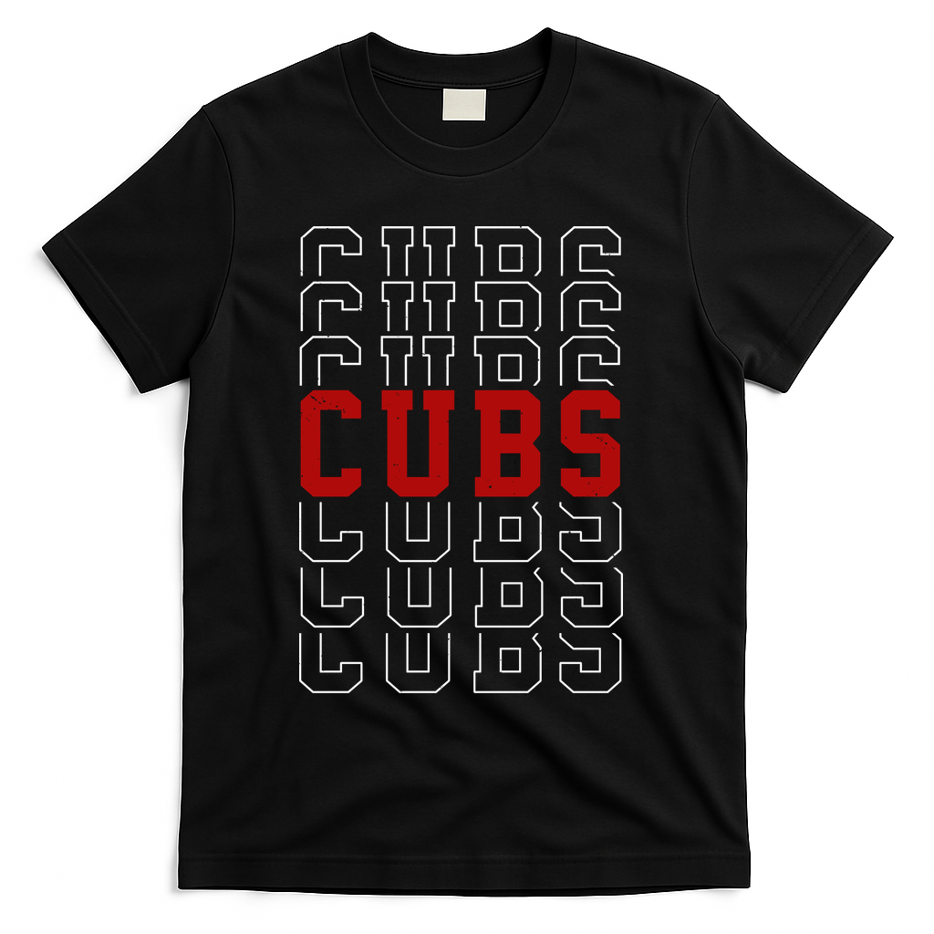 Retro Cubs Sports Fan T-Shirt - Black