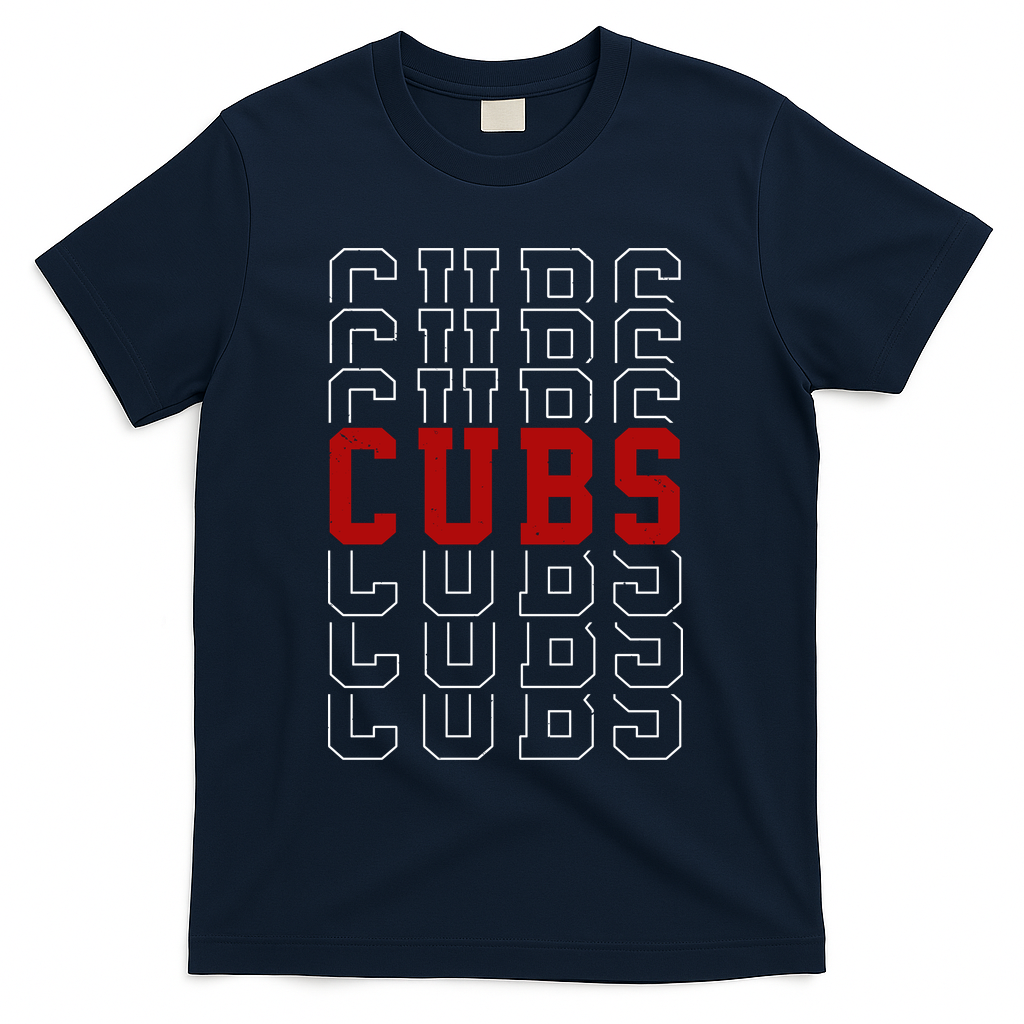 Retro Cubs Sports Fan T-Shirt - Navy