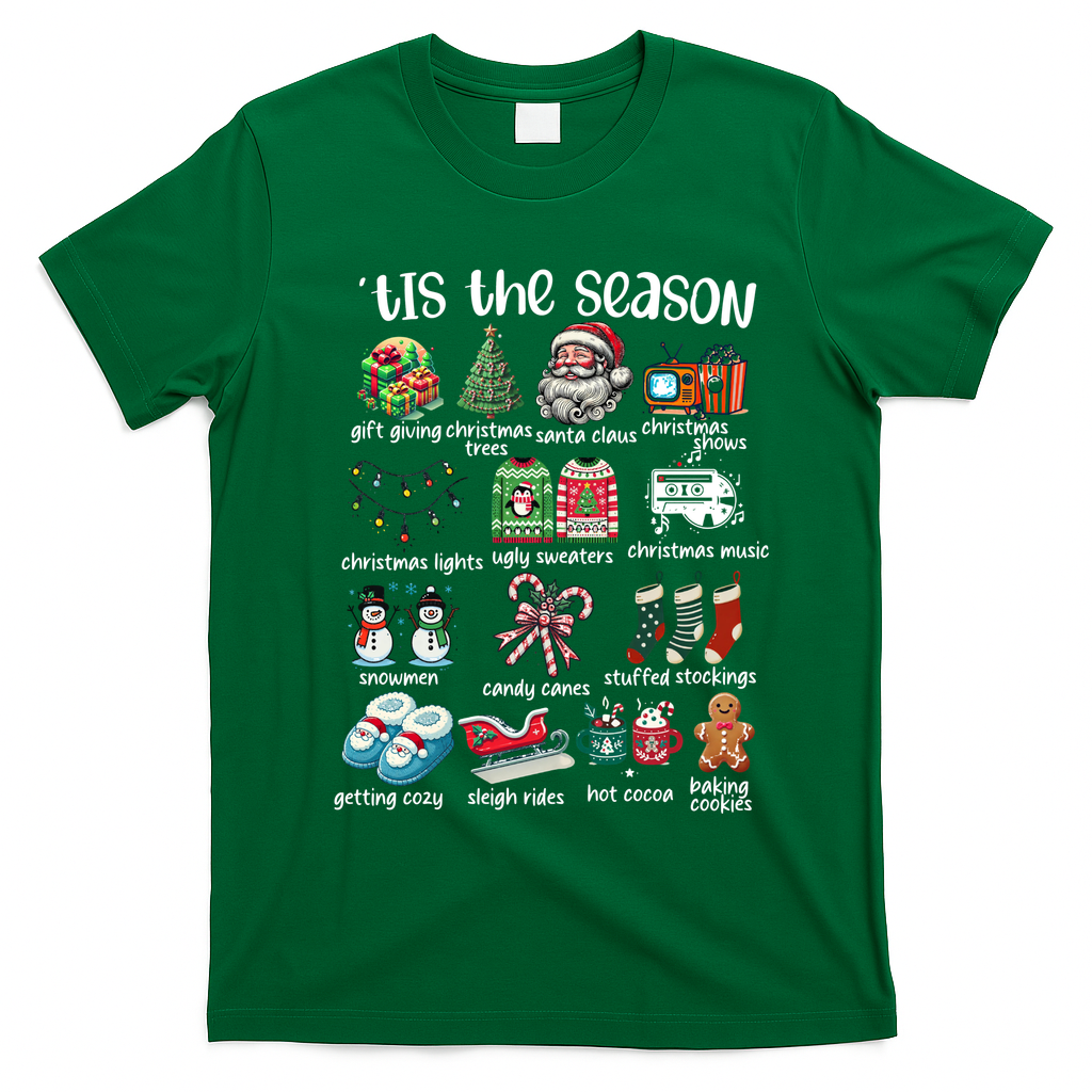 Retro Christmas Tis The Season T-Shirt - Irish Green