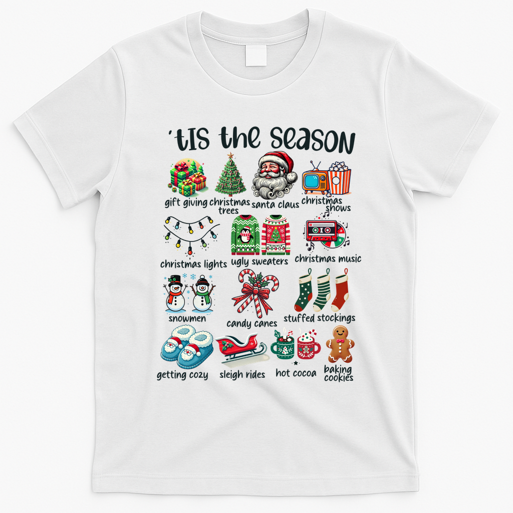 Retro Christmas Tis The Season T-Shirt - White