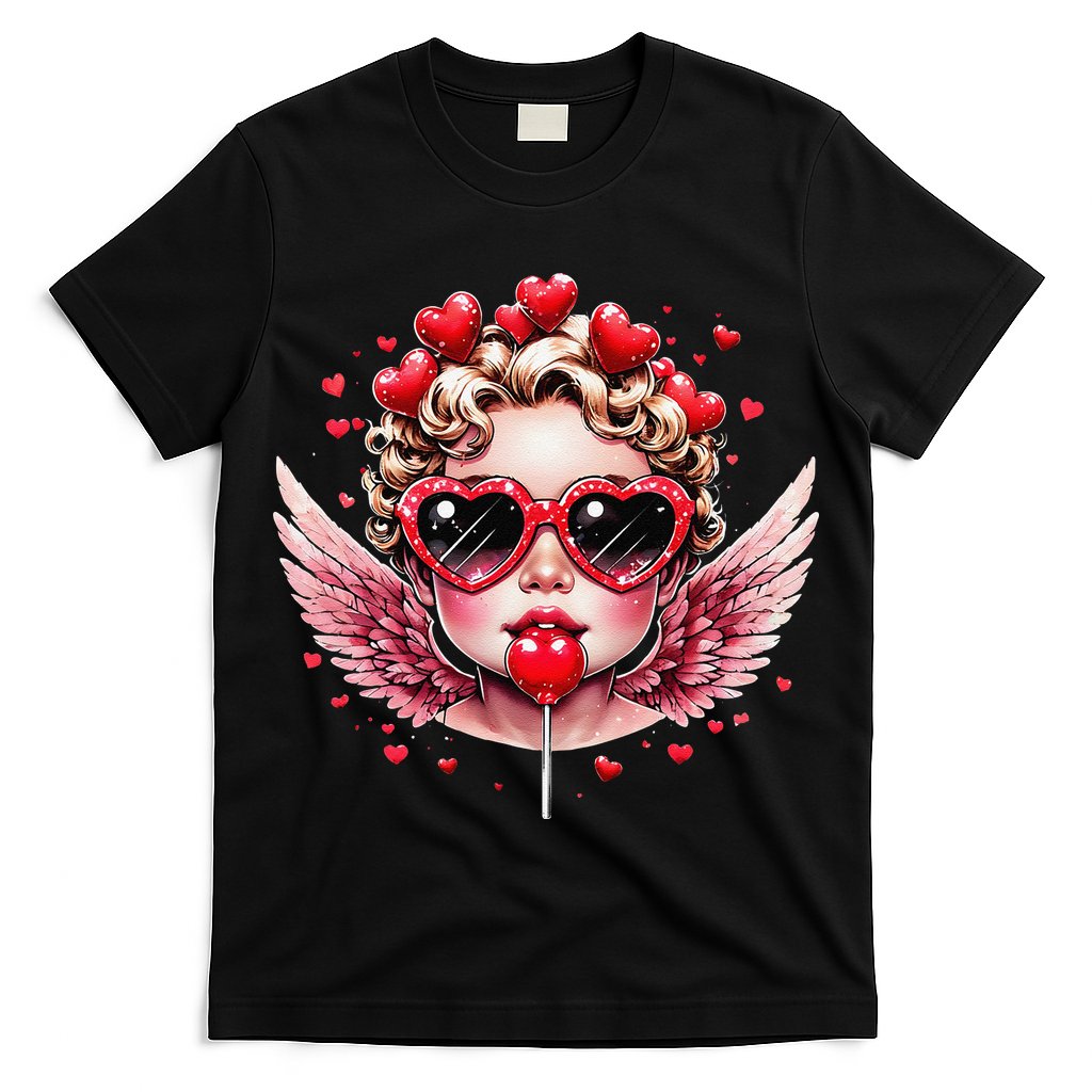 Retro Cupid Valentine Day Cute Vintage Cupid Blowing Bubble T-Shirt