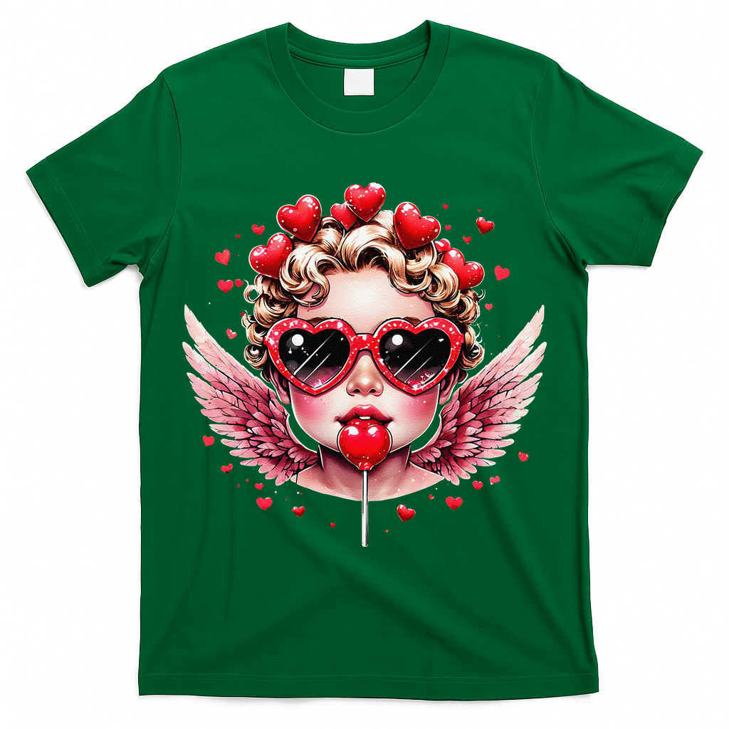 Retro Cupid Valentine Day Cute Vintage Cupid Blowing Bubble T-Shirt