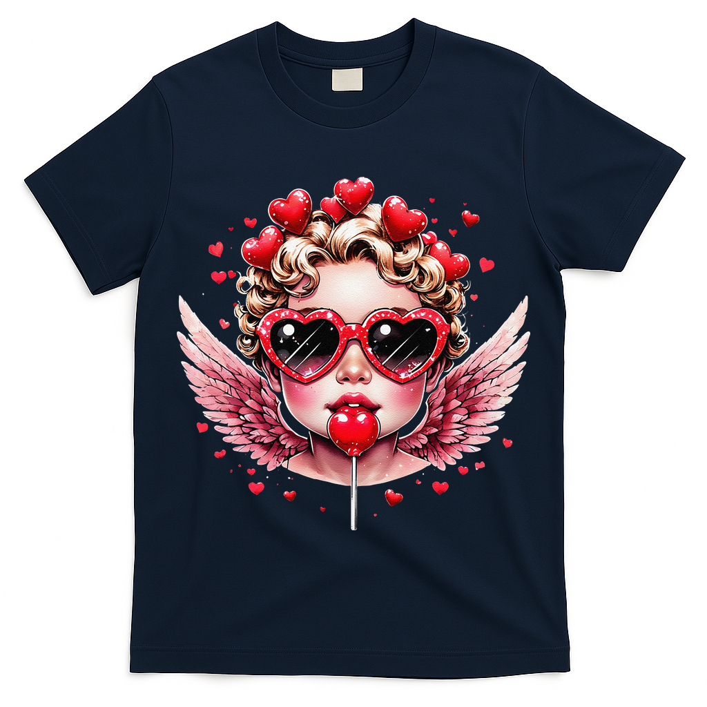 Retro Cupid Valentine Day Cute Vintage Cupid Blowing Bubble T-Shirt