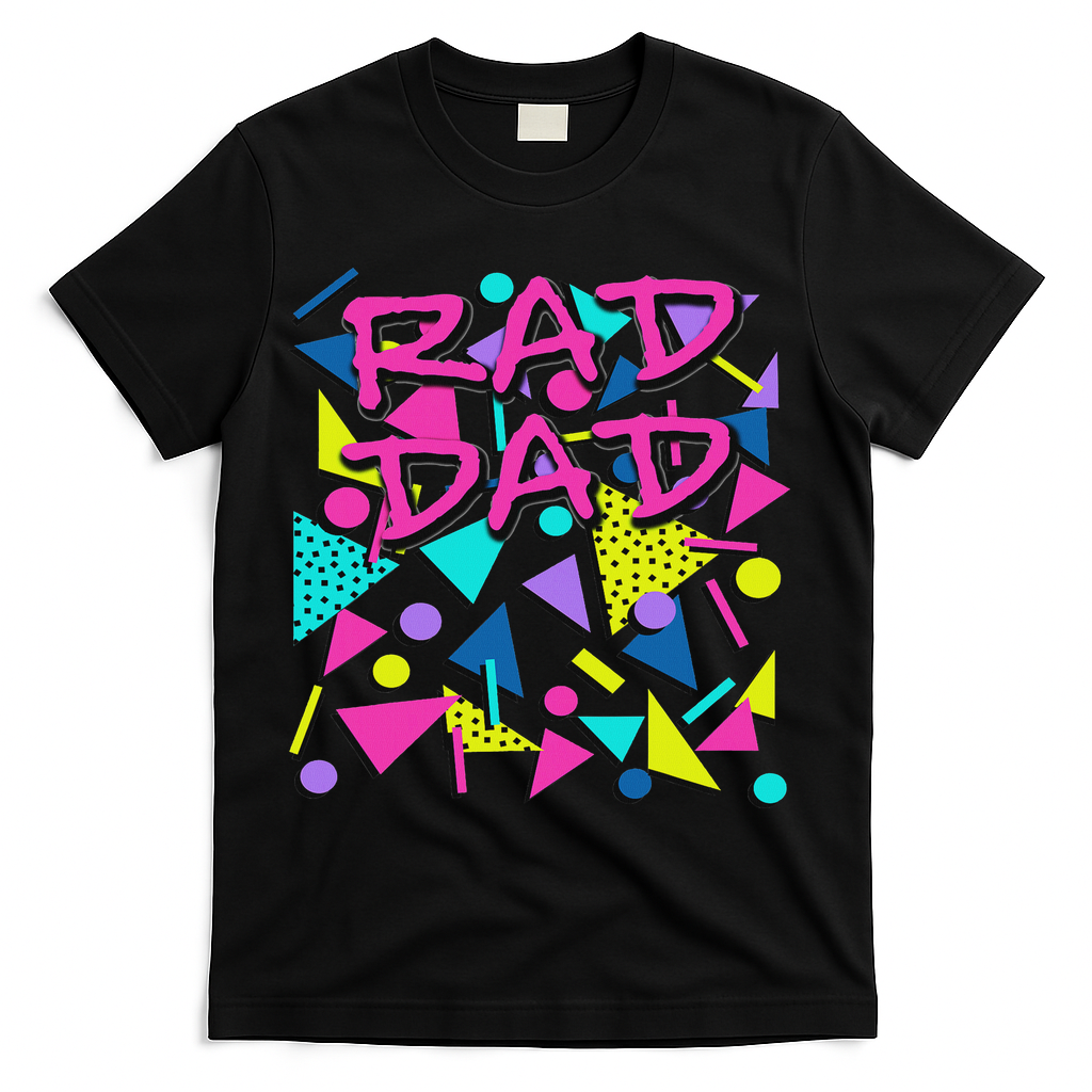 Rad Dad 80s Throwback T-Shirt - Black