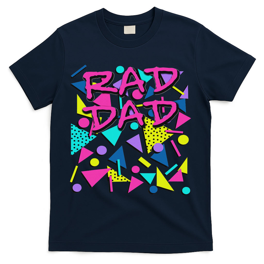 Rad Dad 80s Throwback T-Shirt - Navy