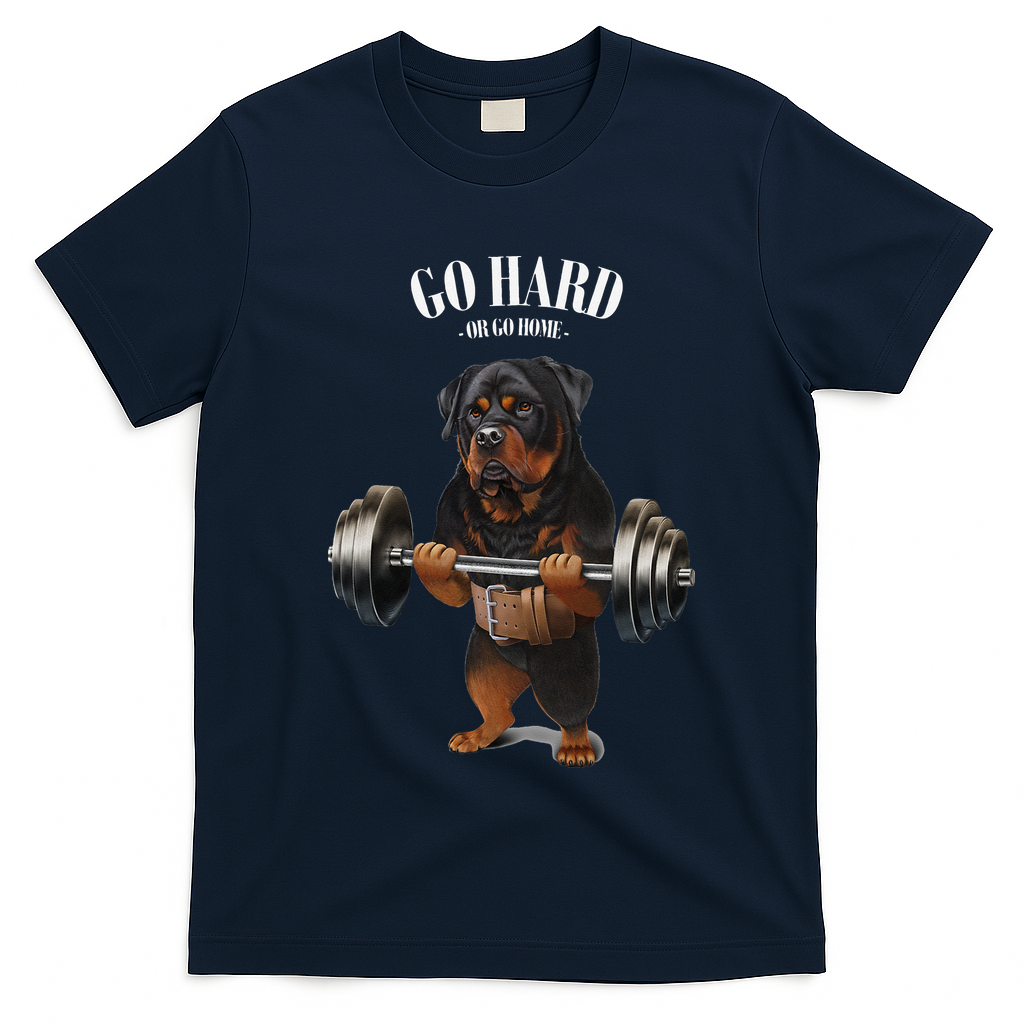 Rottweiler Dog Weightlifting in Fitness Gym T-Shirt