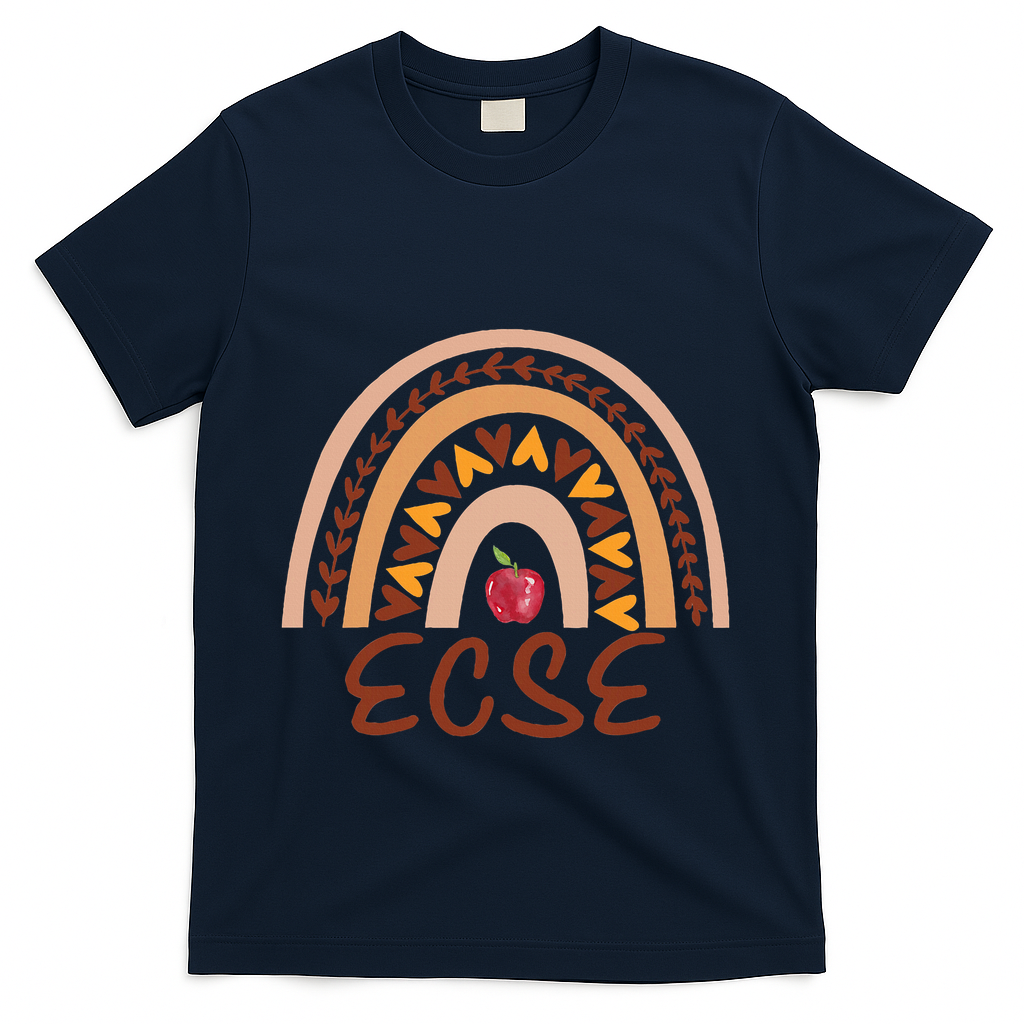 Rainbow Ecse Team Back To School Appreciation Fall T-Shirt - Navy