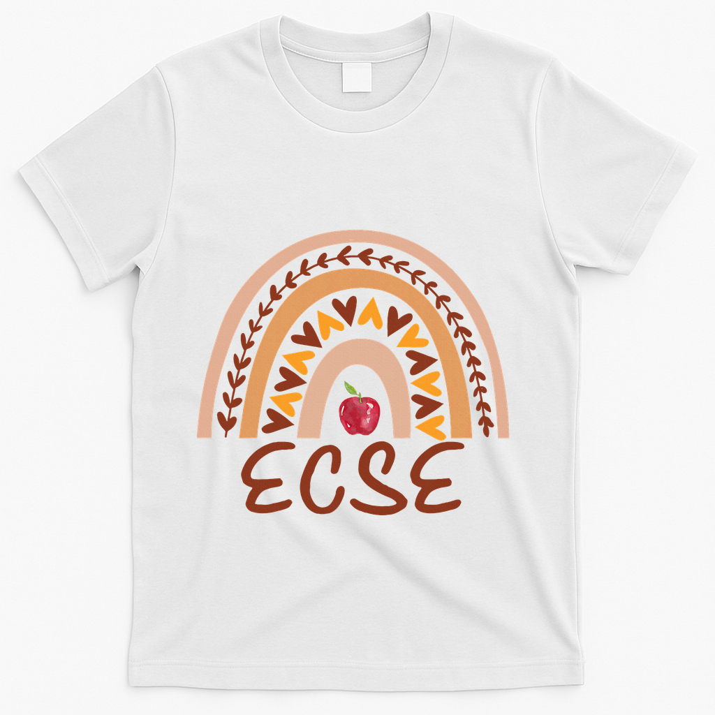 Rainbow Ecse Team Back To School Appreciation Fall T-Shirt - White