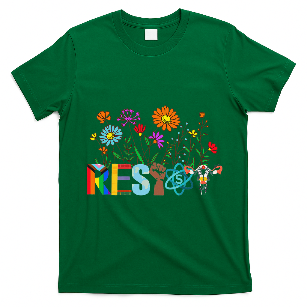 RESIST Floral Anti Trump Political Protest Not My President T-Shirt - Irish Green