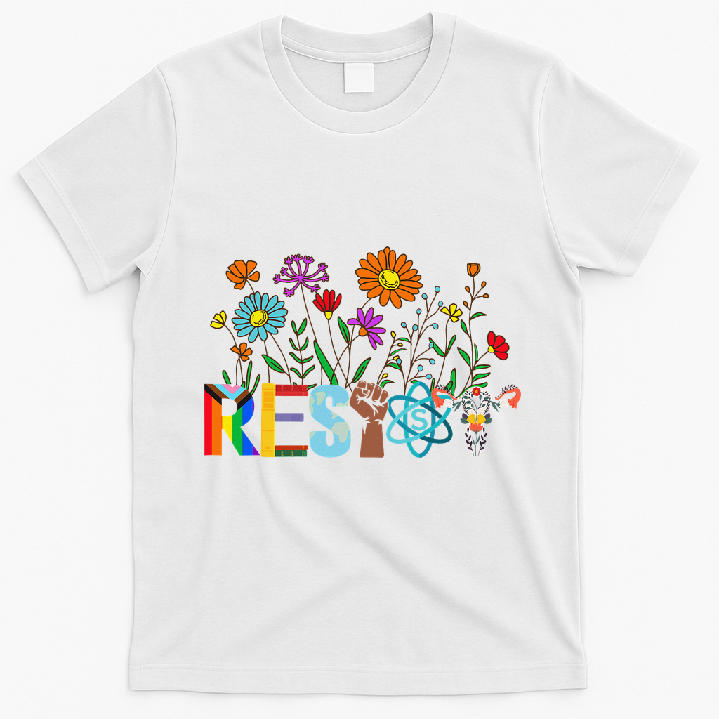 RESIST Floral Anti Trump Political Protest Not My President T-Shirt - White