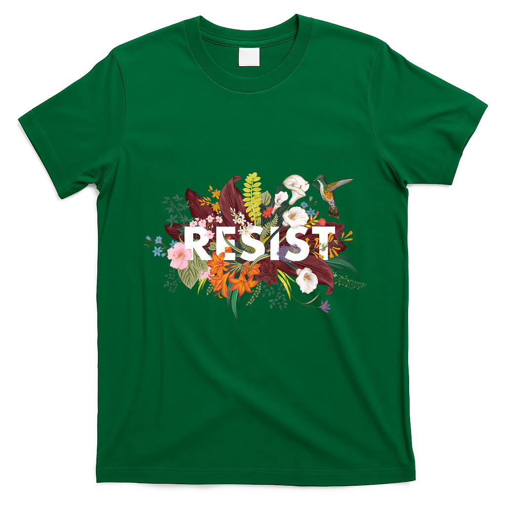 Resist Floral Anti Trump Political Protest T-Shirt - Irish Green
