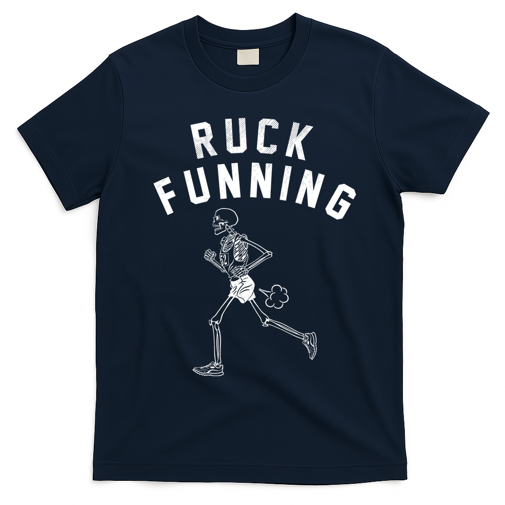 Ruck Funning Running Skeleton T-Shirt - Navy Blue