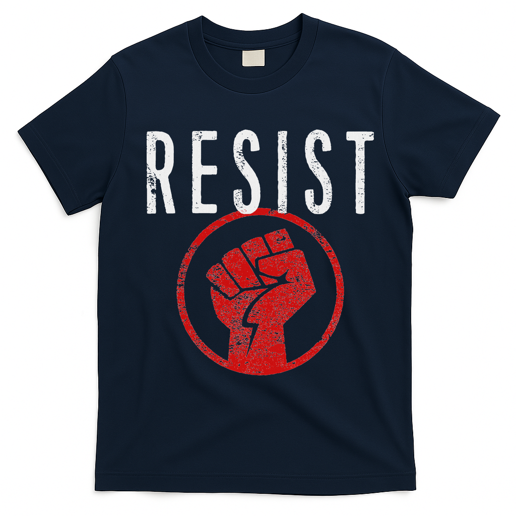 Resist Fist T Be Part Of The Resistance Anti Trump T-Shirt - Navy Blue