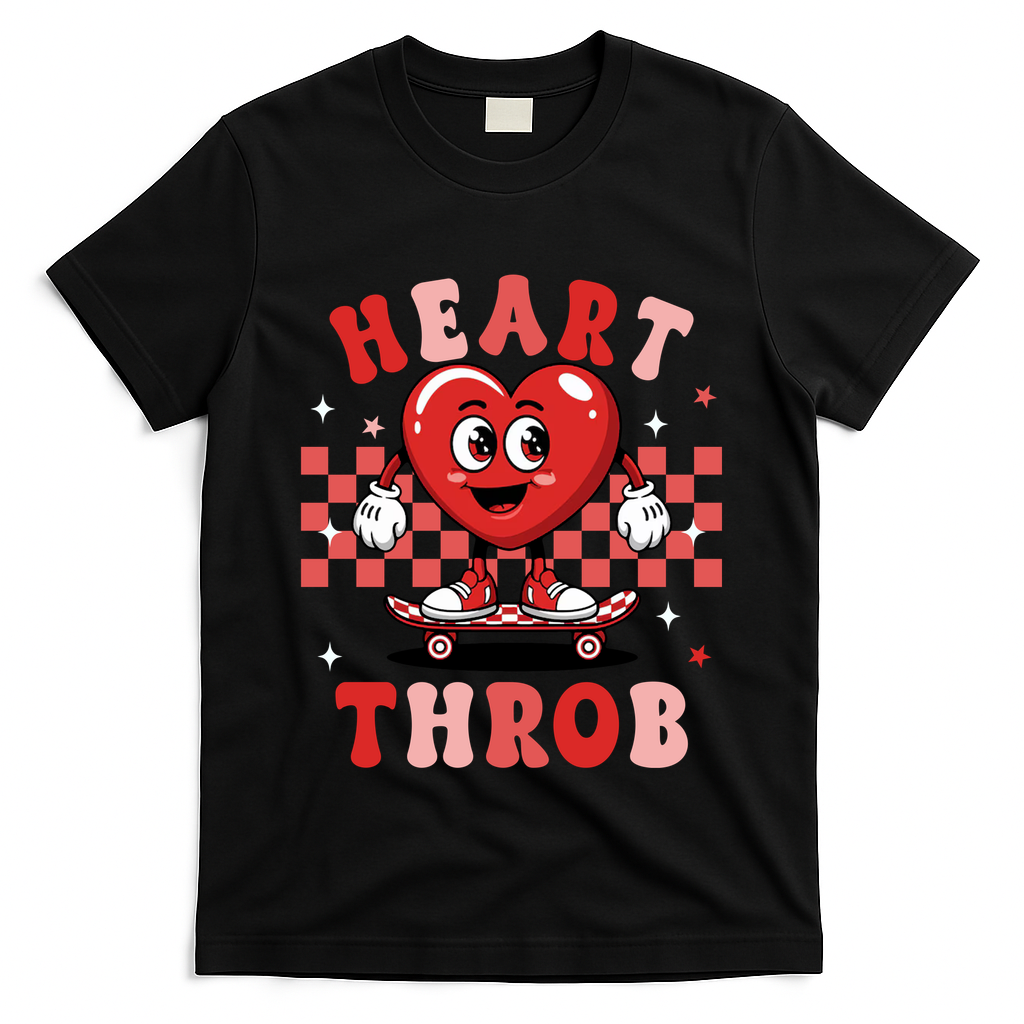 Retro Groovy Heart Throb Valentines Day T-Shirt