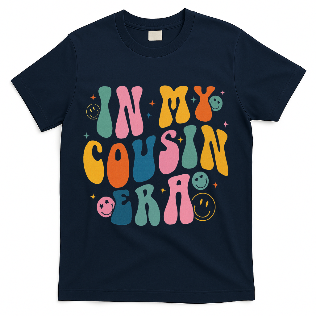 Retro Groovy In My Cousin Era, Funny Cool Cousin T-Shirt - Navy