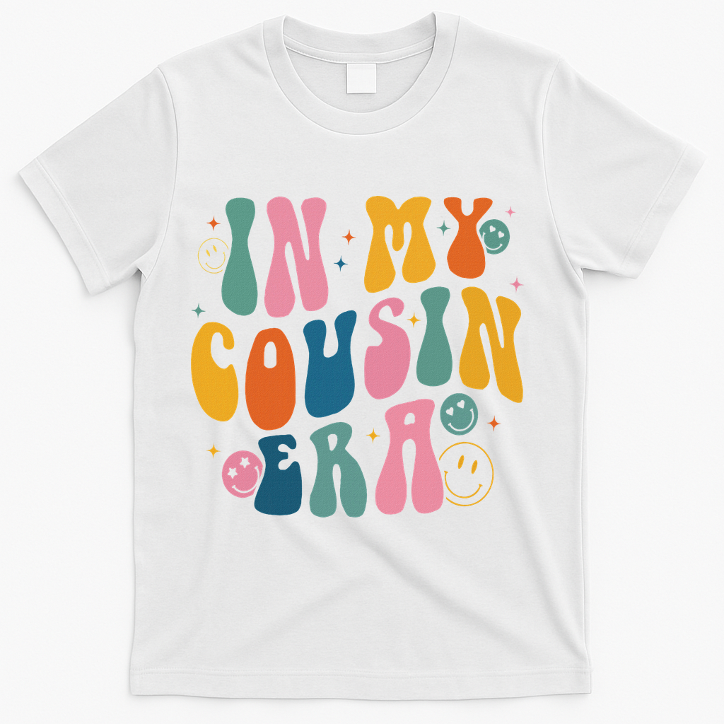Retro Groovy In My Cousin Era, Funny Cool Cousin T-Shirt - White