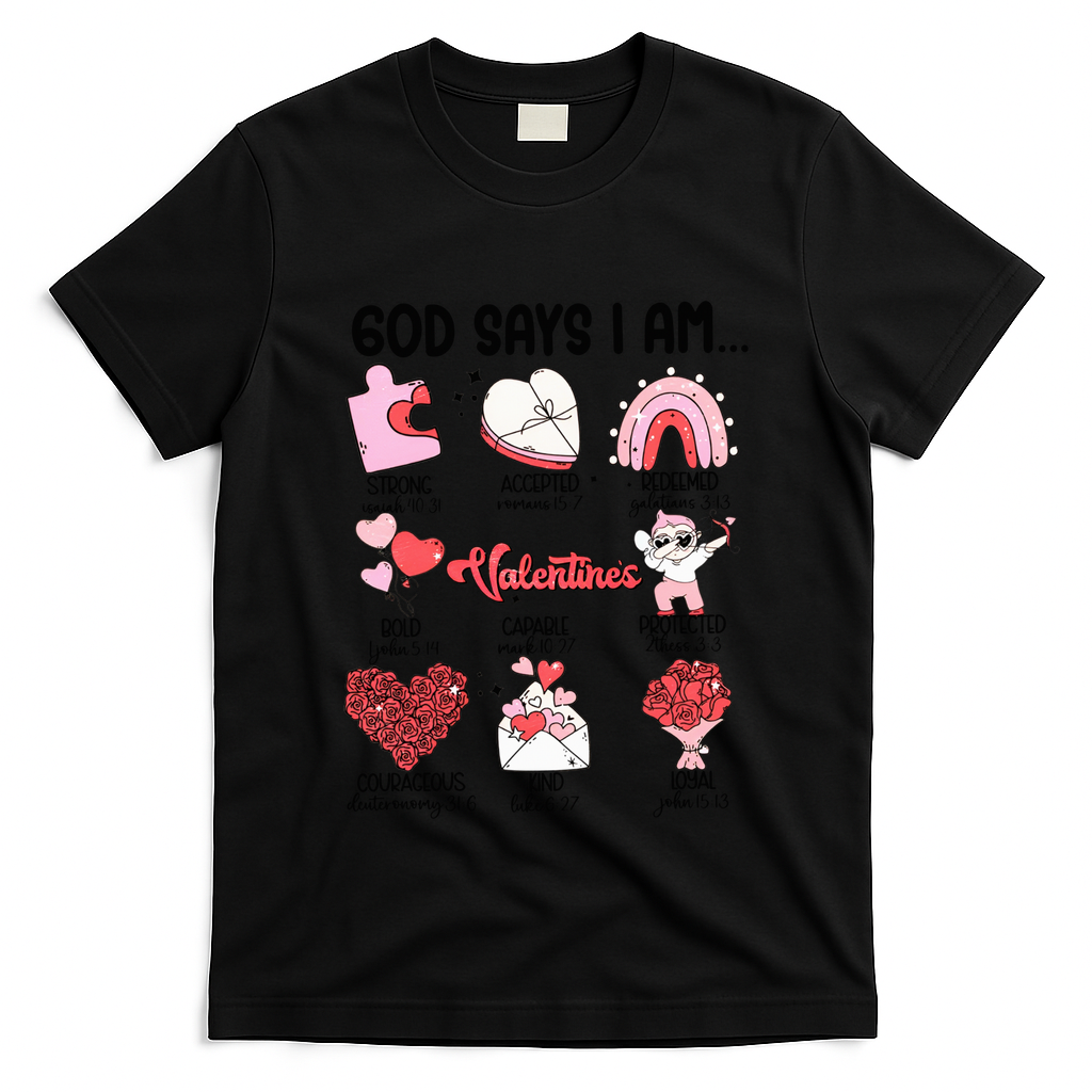 Retro God Says I Am Christian Valentines Day Self Love Gift T-Shirt
