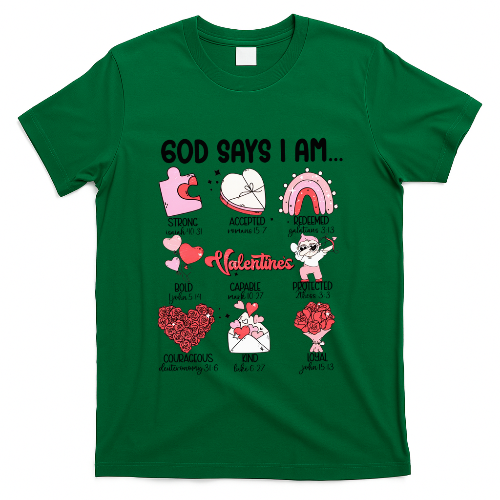 Retro God Says I Am Christian Valentines Day Self Love Gift T-Shirt