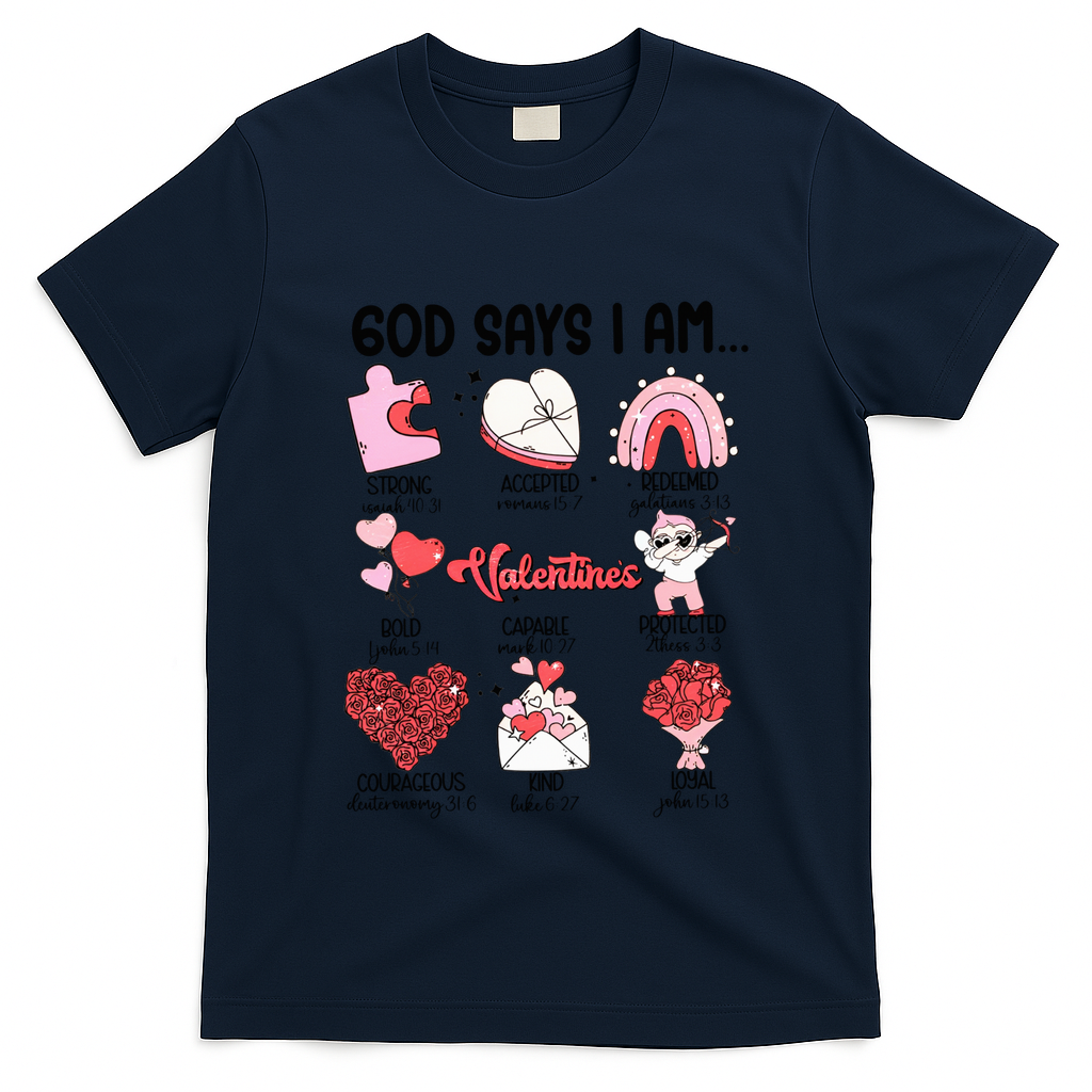 Retro God Says I Am Christian Valentines Day Self Love Gift T-Shirt