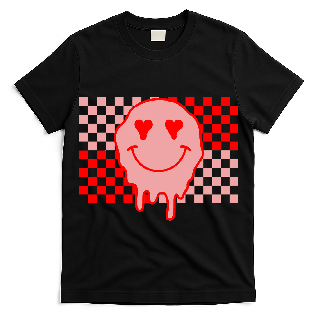 Retro Groovy Valentines Day Hippie Smile T-Shirt