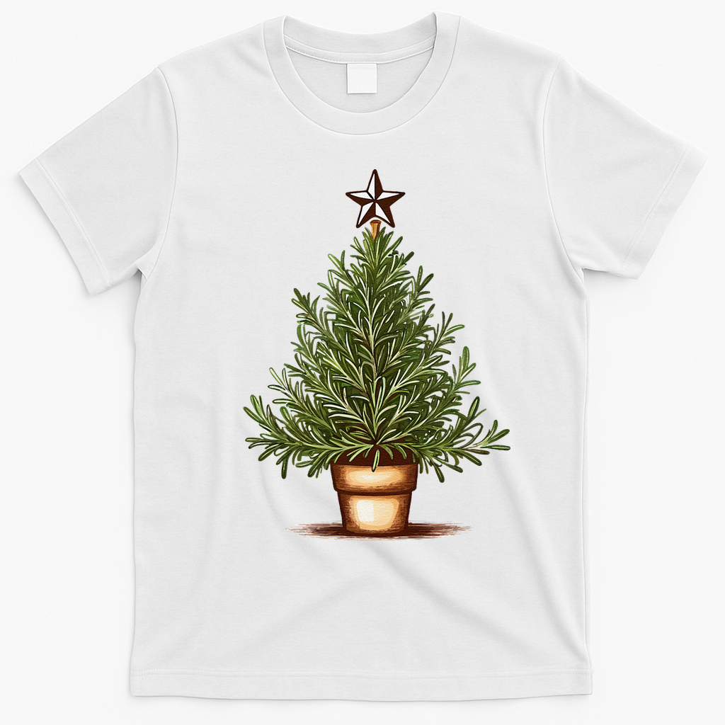 Rosemary Herb Christmas Tree T-Shirt - White