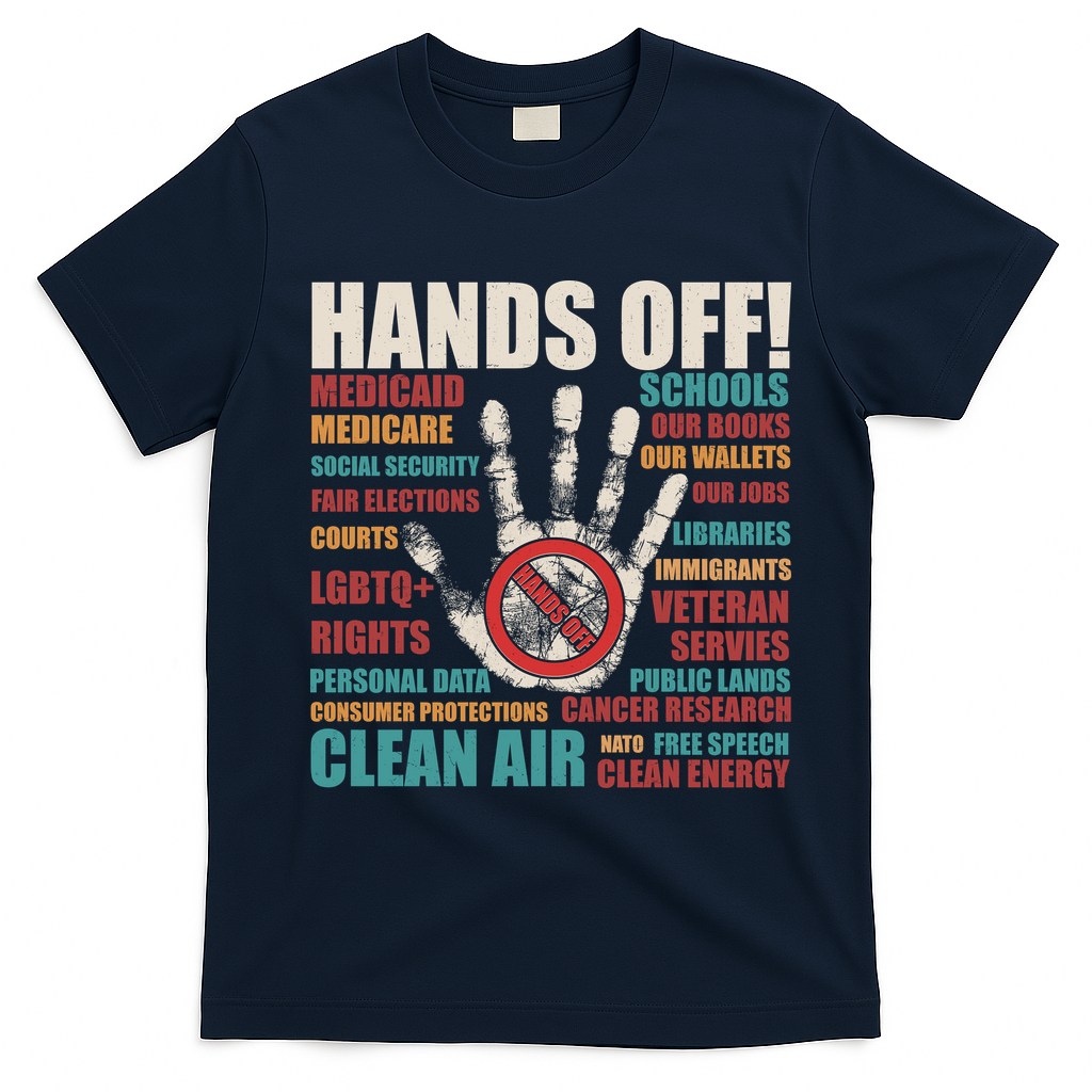 Resist Hands Off Protest Anti Trump T-Shirt - Navy Blue
