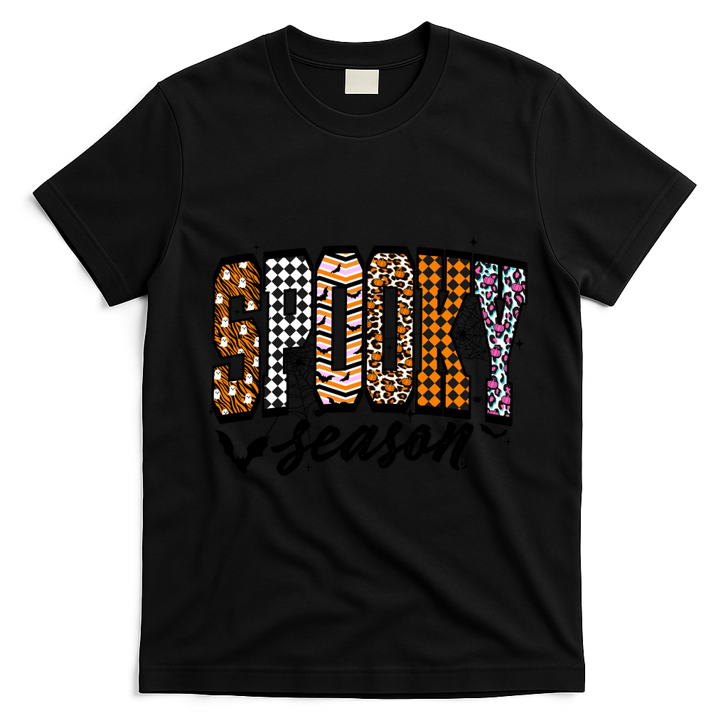 Retro Halloween Spooky Season Coquette T-Shirt - Black