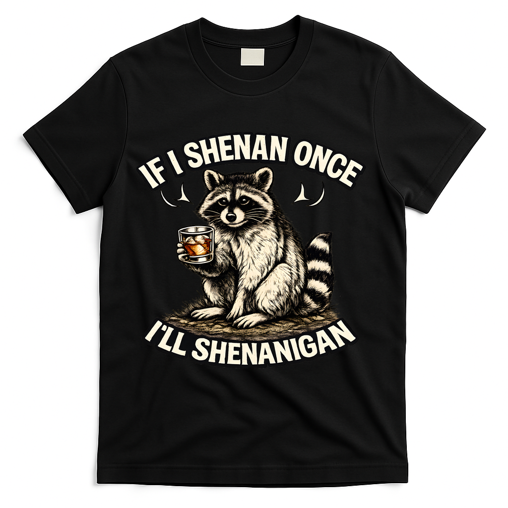 Raccoon If I Shenan Once I'll Shenanigan T-Shirt - Black