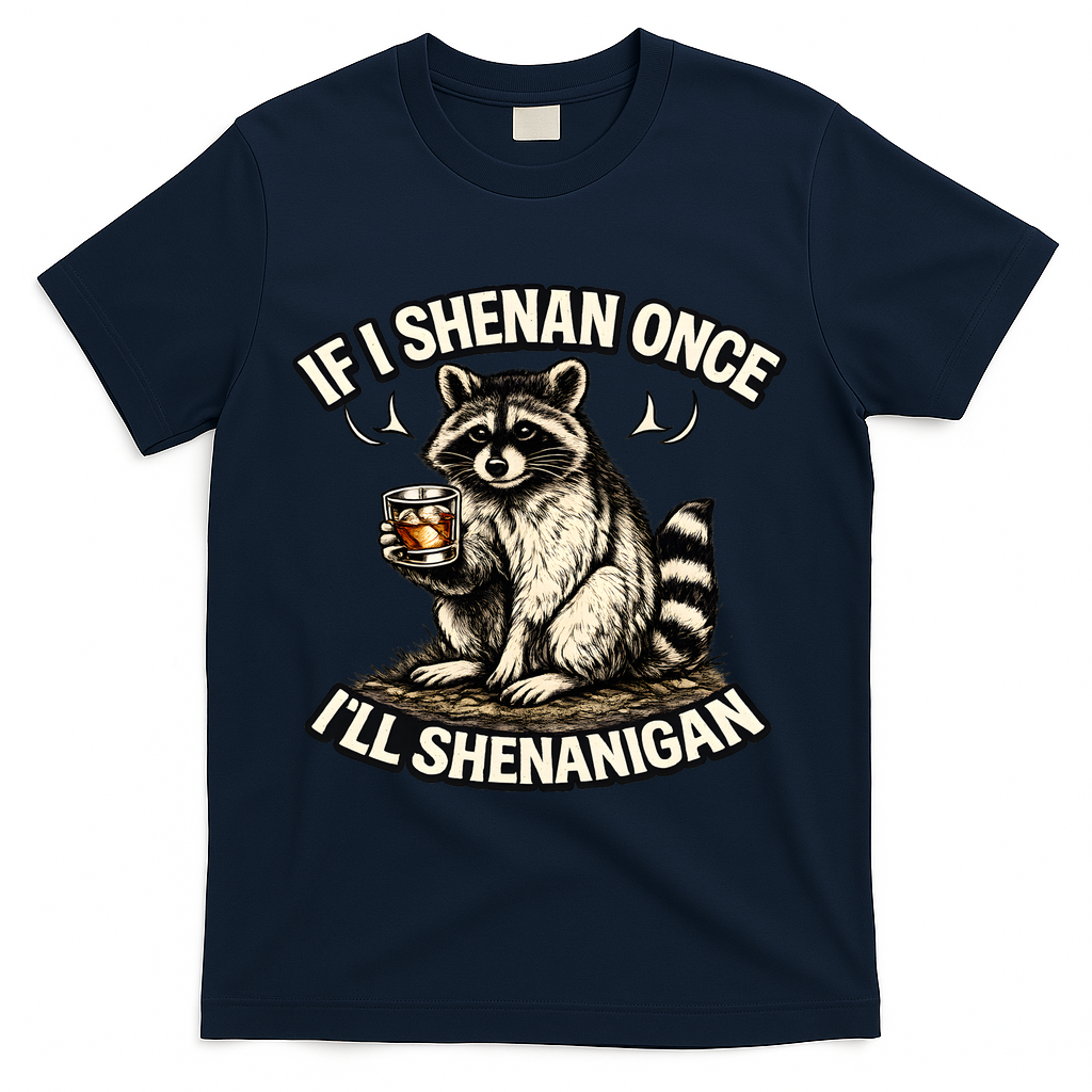 Raccoon If I Shenan Once I'll Shenanigan T-Shirt - Navy
