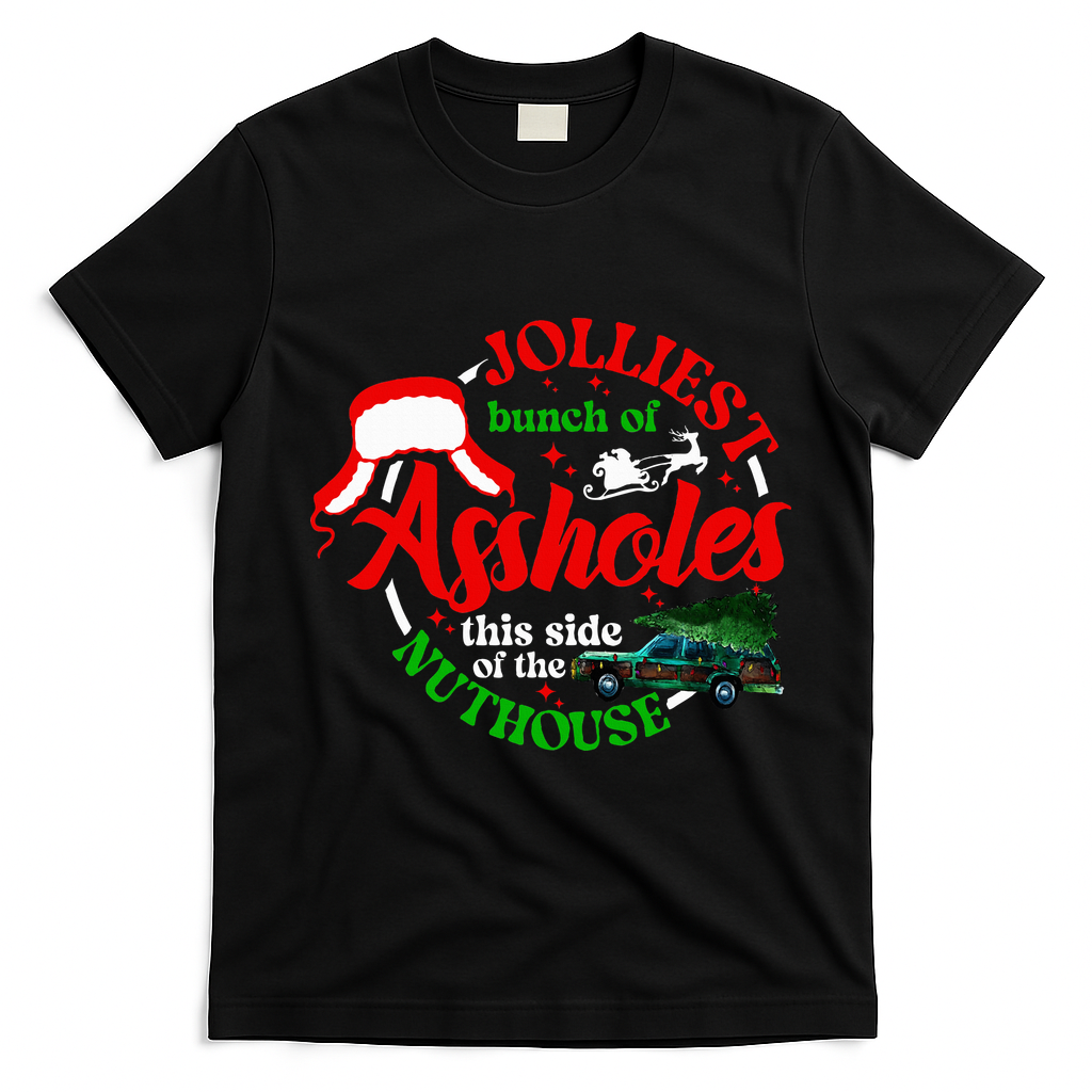 Retro Jolliest Bunch Of Assholes This Side Of The Nut House T-Shirt - Black