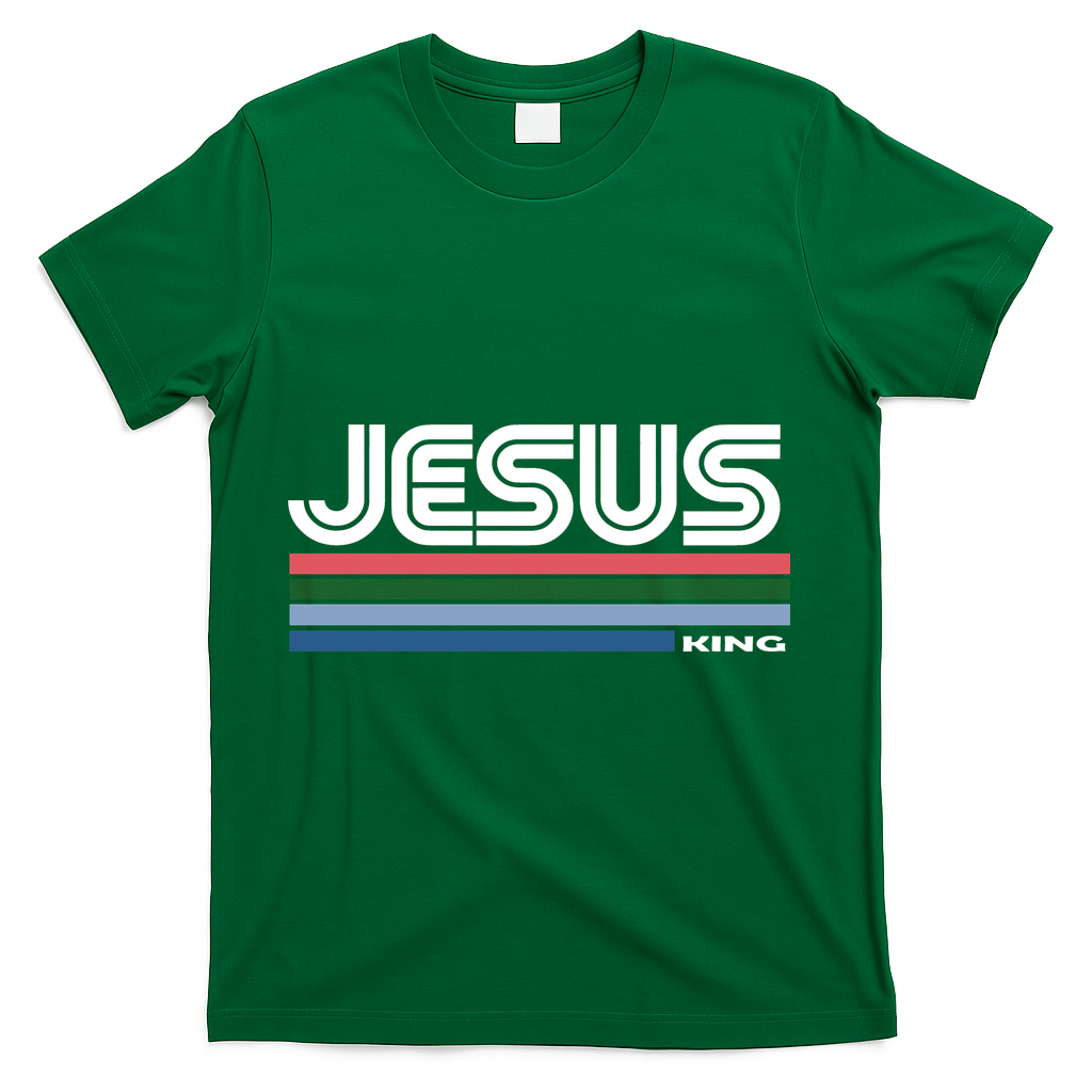 Retro Jesus King T-Shirt - Green