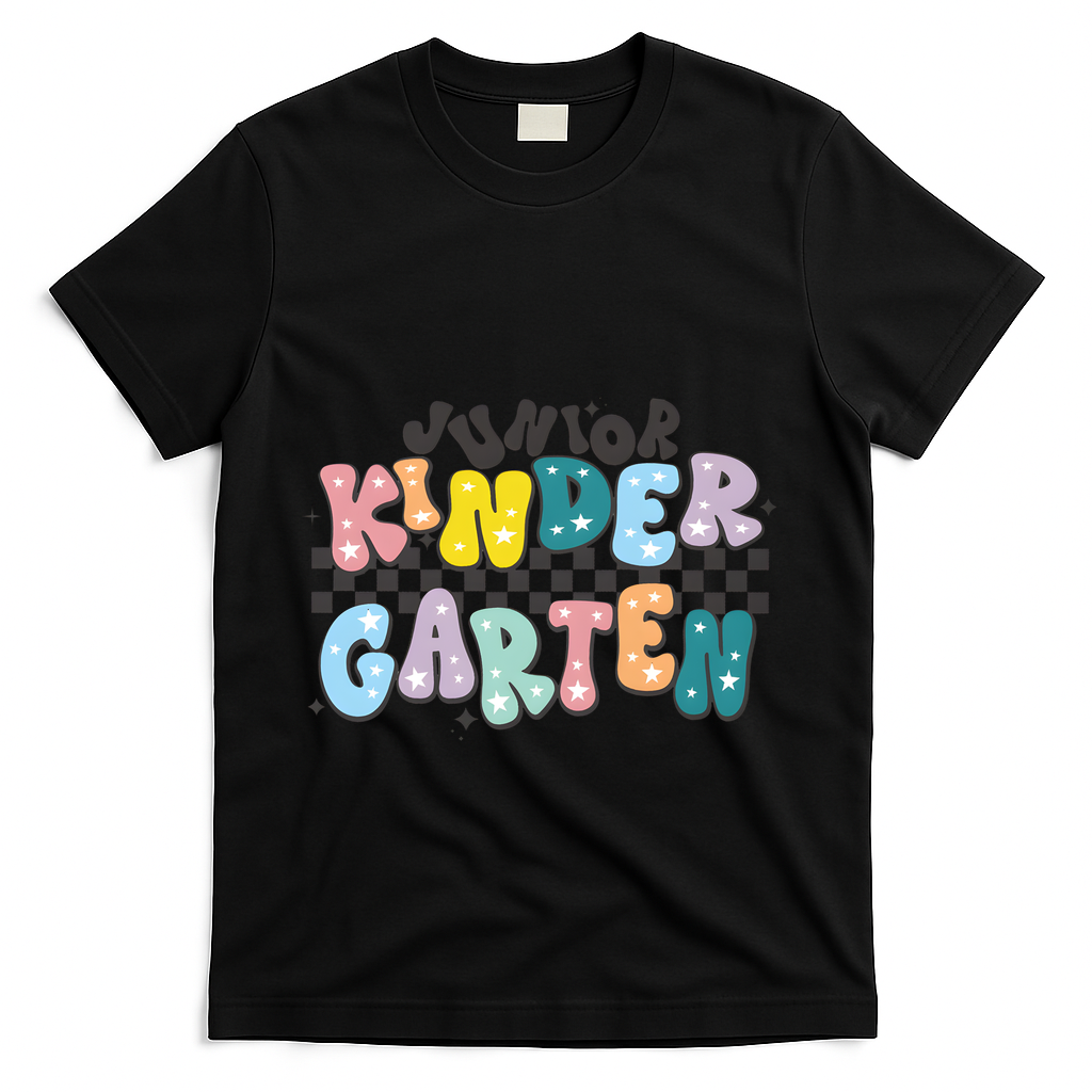 Retro Junior Kindergarten T-Shirt - Black