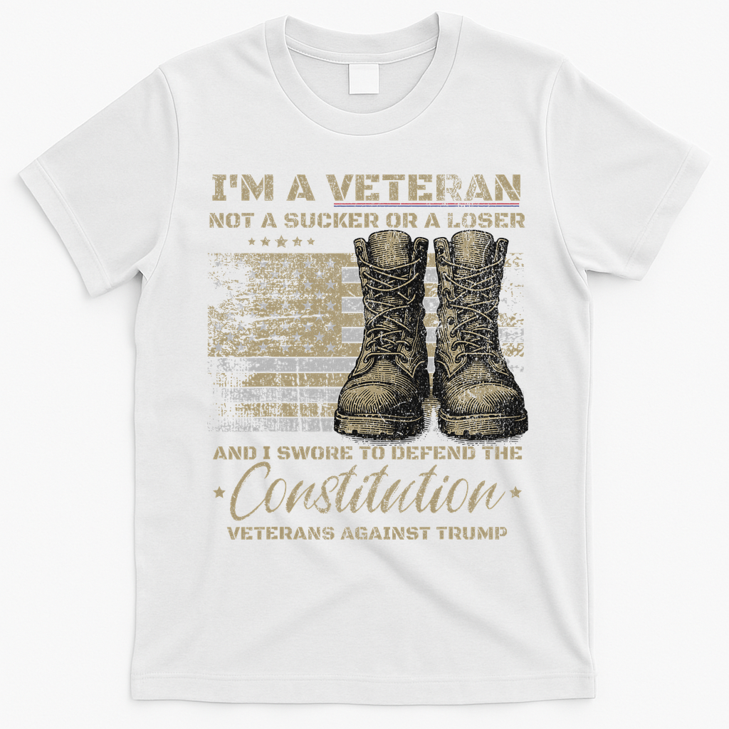 Retro Military Veterans Against Trump Bernie Protest Vintage T-Shirt - White