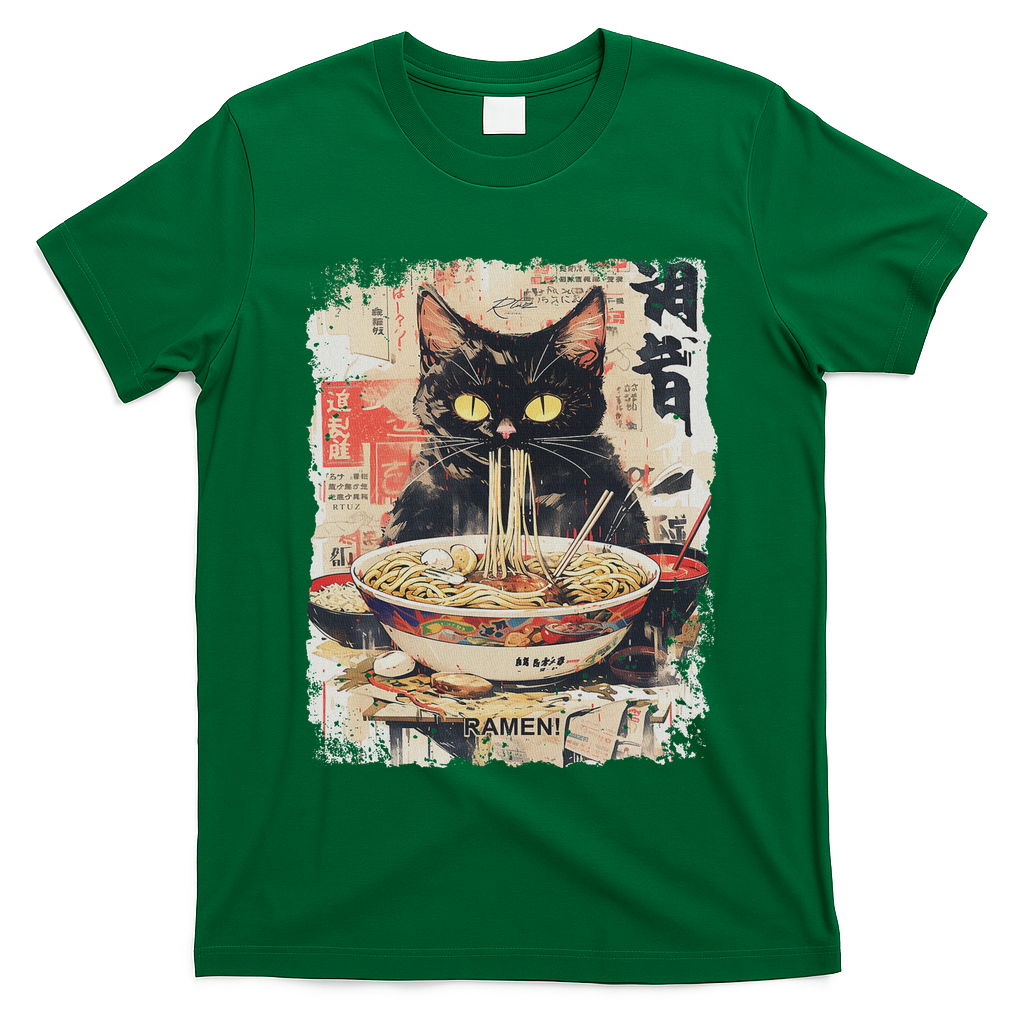 Ramen Noodles Cat Japan Kawaii Retro Cats Manga Anime T-Shirt